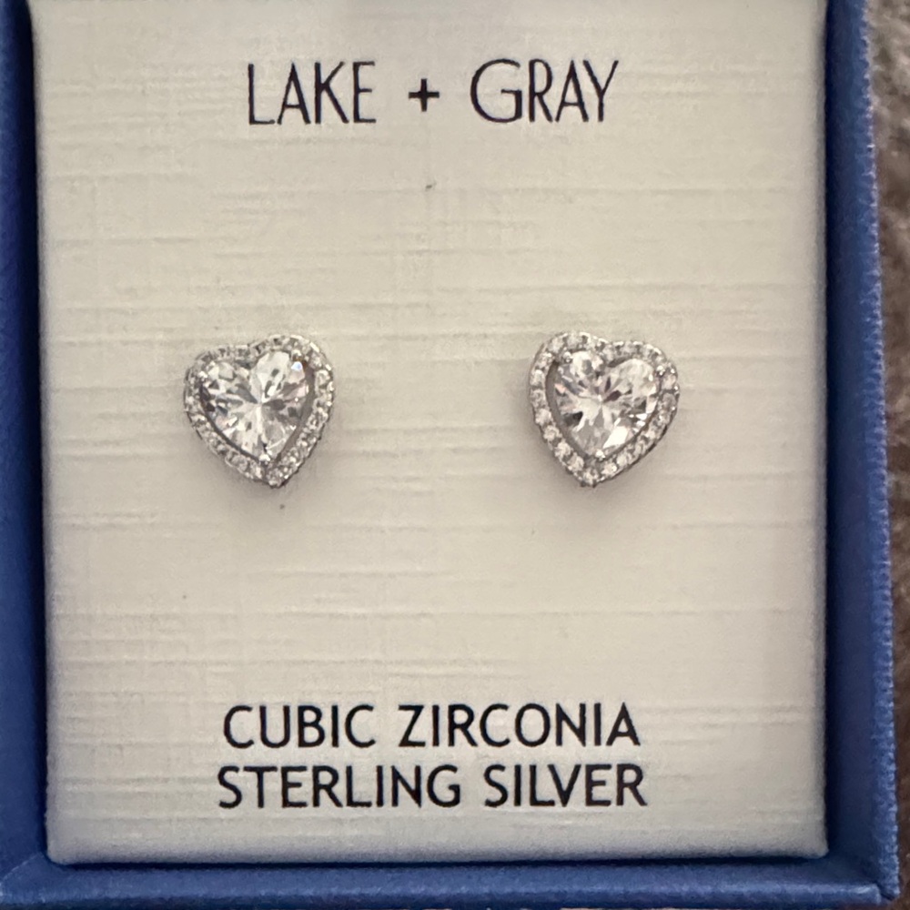 Sterling Silver Heart Stud Earrings in Silver